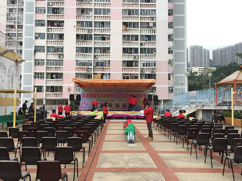 長者嘉年華專業音響租賃：四組喇叭與三支咪高峰現場聲效方案